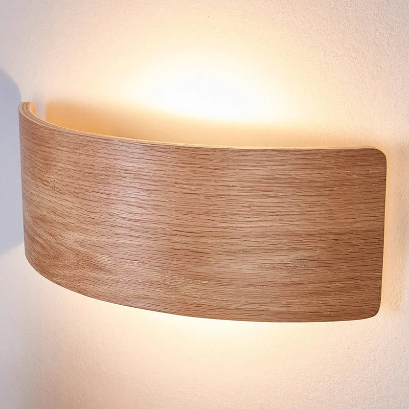 Wooden Wall Light Rafailia Lindby, Dark wood, Living / Dining Room, Wood, Country House / Rustic, Wall Light