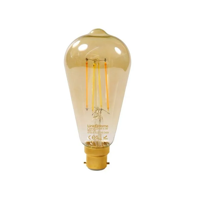 Link2home - Wi-Fi led bc B22 Pear Filament Dimmable Bulb, White 470 lm 4.5W