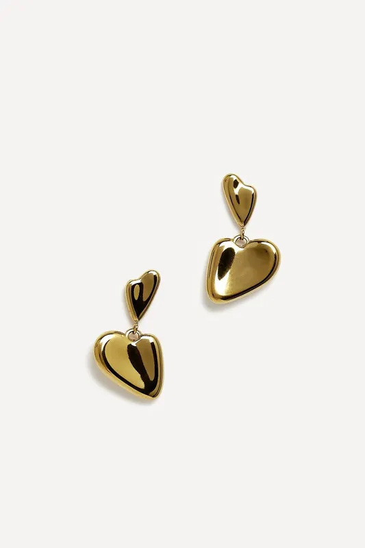 Linzi Women's Allure Gold Twisted Heart Drop Earrings - Gold