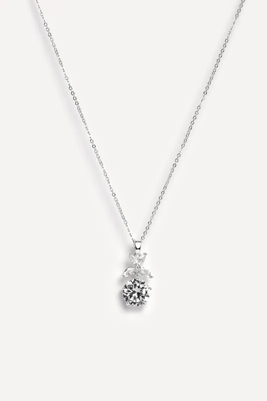 Linzi Women's Beau Silver Crystal Drop Necklace - Silver