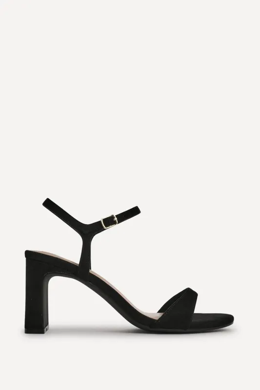Linzi Women's Charisma Black Faux Suede Heeled Sandals Size: 8-Standard Fit Black