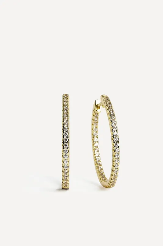 Linzi Women's Eternal Gold Crystal Hoop Earrings - Gold