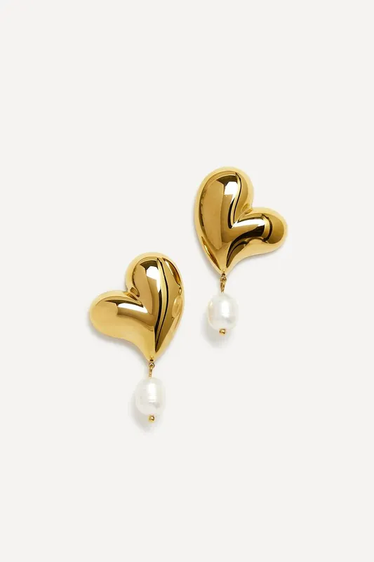 Linzi Women's Heartfelt Gold Heart Stud Earrings - Gold