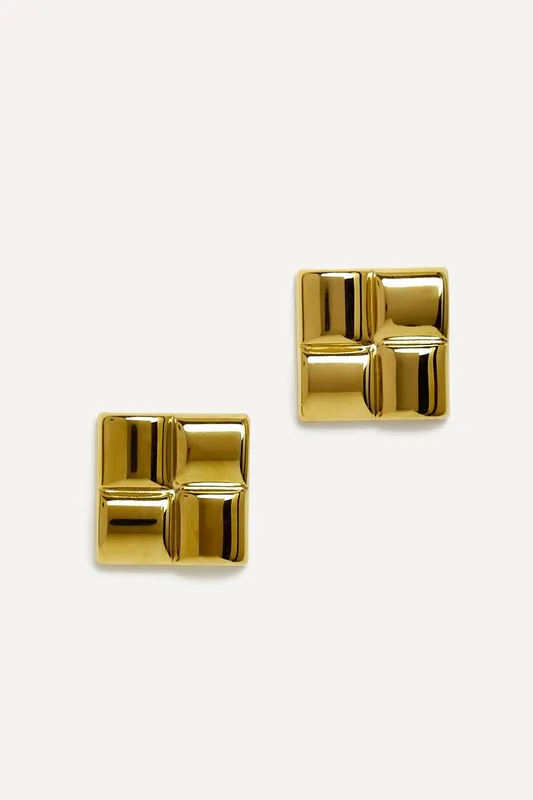 Linzi Women's Lustre Gold Square Stud Earrings - Gold