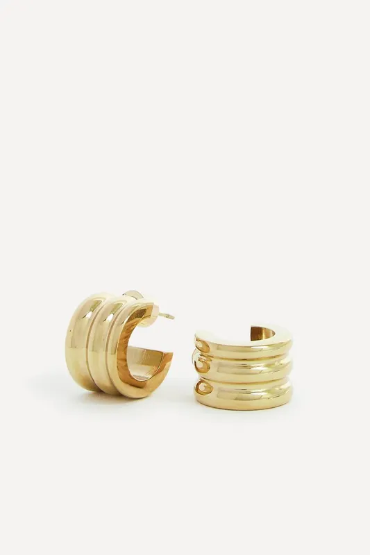 Linzi Women's Noa Small Gold Ridge Hoop Earrings - Gold
