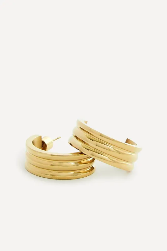 Linzi Women's Spirit Large Gold Ridge Hoop Earrings - Gold