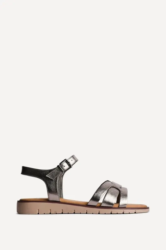 Linzi Women's Twirl Wide Fit Pewter Sandals in Silver Size: 7-Wide Fit - Silver