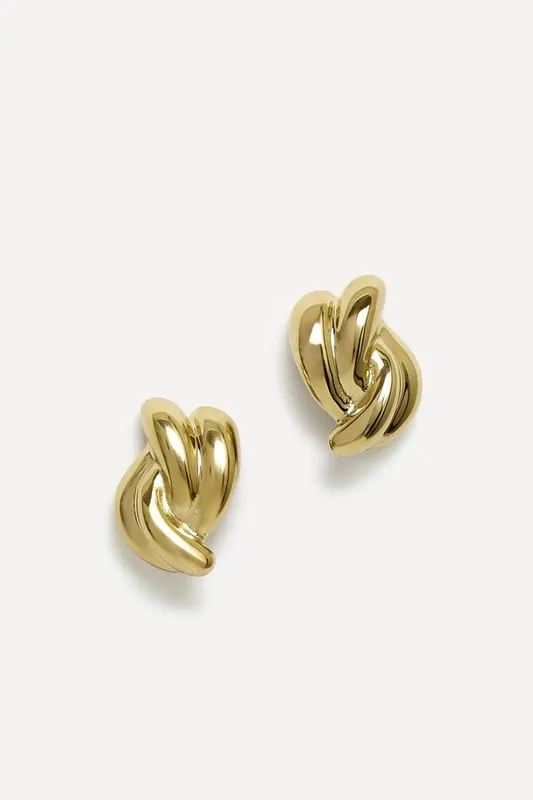 Linzi Women's Twisted Gold Knot Twist Stud Earrings - Gold