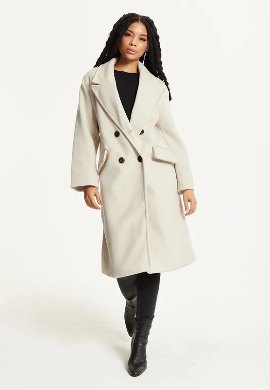 Liquorish Women's Beige Double Breasted Coat Size: 10 Beige female