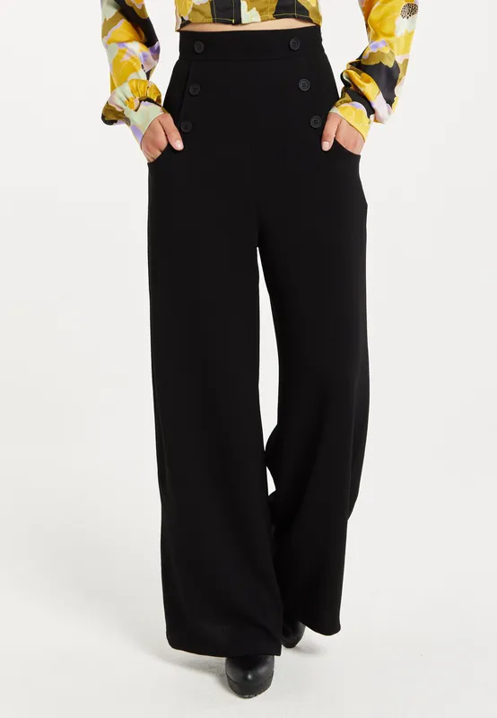 Liquorish Women's Black Wide Leg Trousers Size: 6 Black 6
