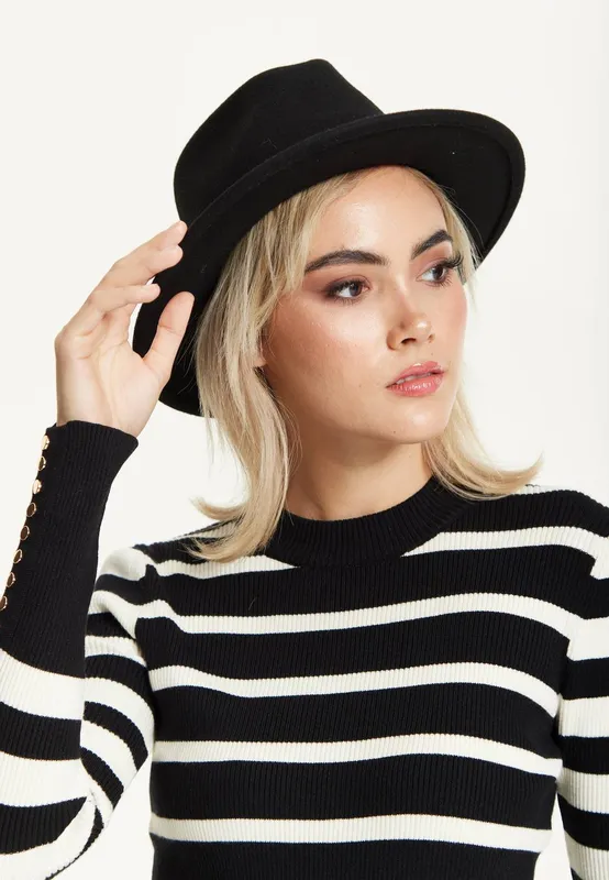 Liquorish Women's Black Wool Fedora Hat Black female
