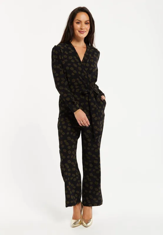 Liquorish Women's Floral Jumpsuit in Black Size: 14 Black female
