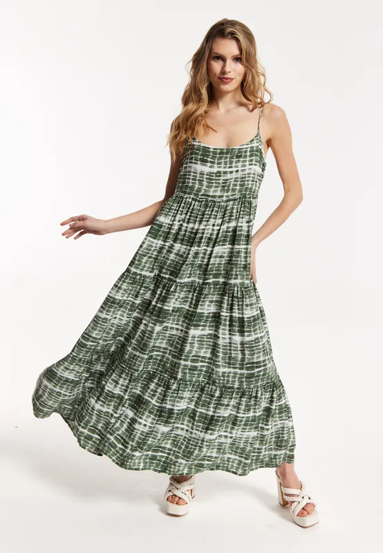 Liquorish Women's Khaki Tie-Dye Maxi Dress Size: Medium - Khaki