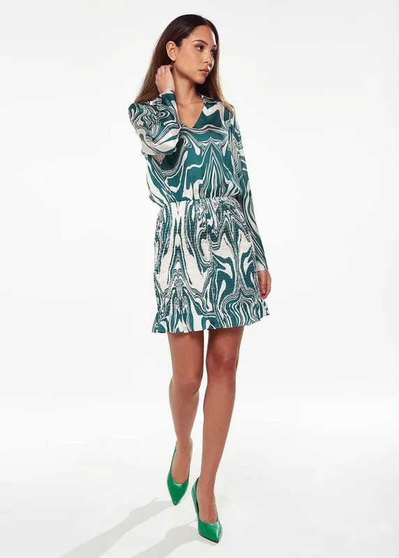Liquorish Women's Marble Print Dress in Green Size: 12 - Green