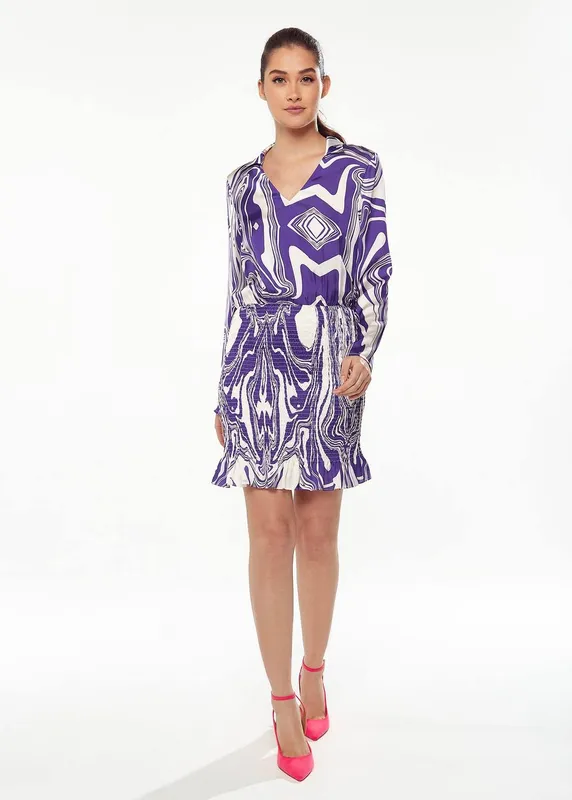 Liquorish Women's Marble Print Dress in Purple Size: 8 - Purple