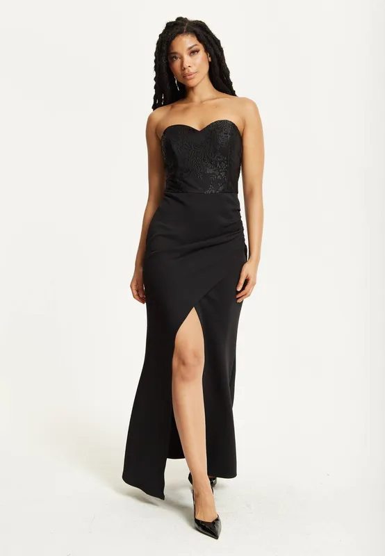 Liquorish Women's Strapless Black Maxi Dress Size: 16 - Black