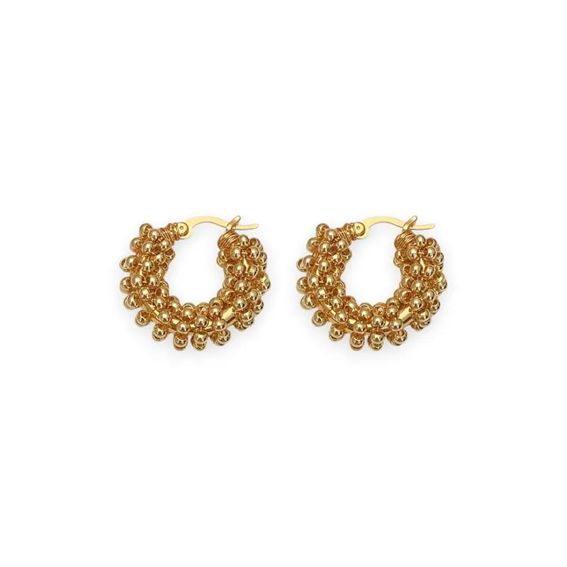 Liquorish Women's Textured Gold Cluster Hoop Earrings Gold female