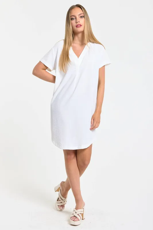 Liquorish Women's White V-Neck Shift Dress Size: 18 White 18