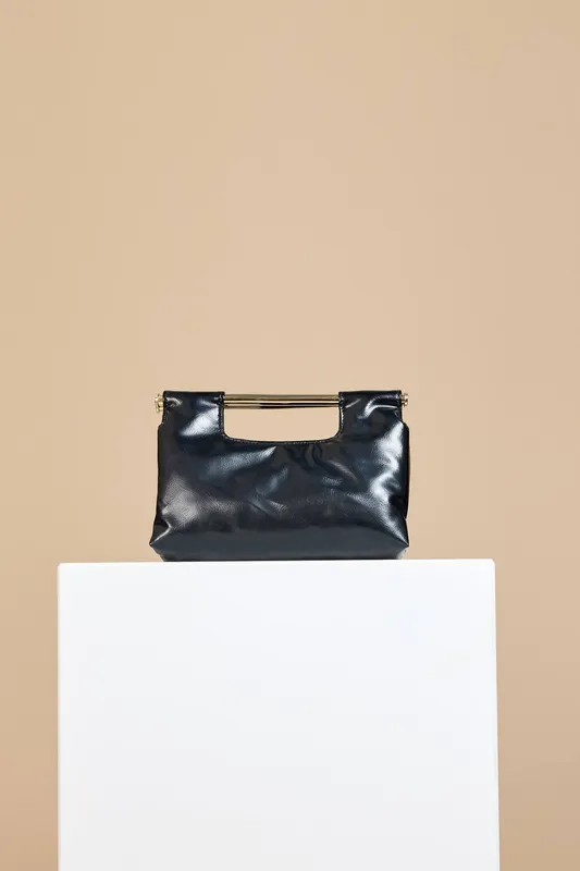 Little Mistress Women's Black Metal Bar Clutch Bag Black