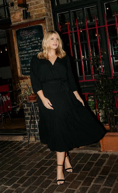 Little Mistress Women's Black Mock Wrap Midaxi Dress Size: 10 Black 10