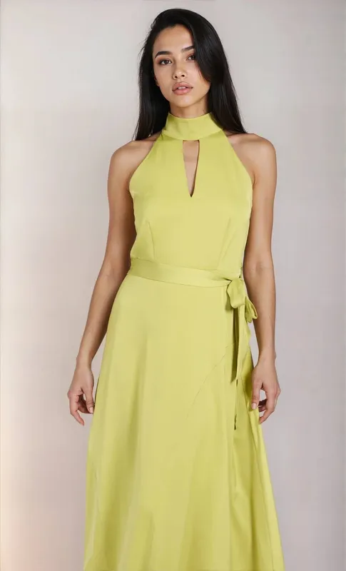 Little Mistress Women's Olive Satin Midaxi Dress Size: 12 Olive 12 female
