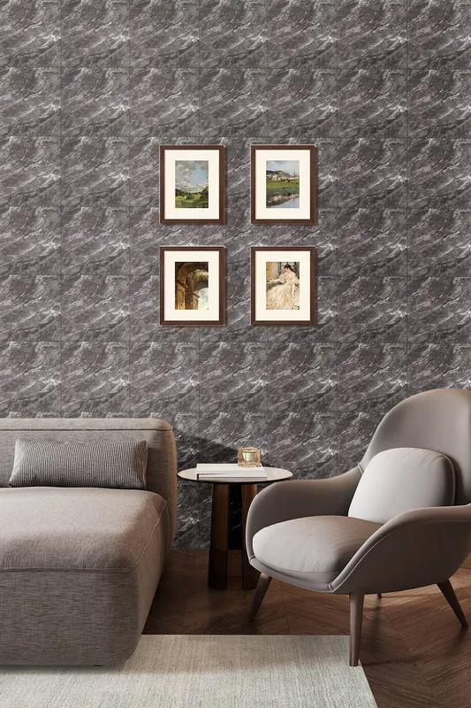 Living and Home 10pcs Peel and Stick Dark Grey Marble Pvc Wall Sticker, 40X40cm Size: 40X40 cm Dark Grey 40X40 cm