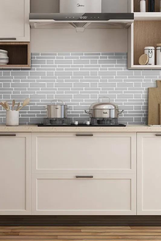 Living and Home 10Pcs Self-Adhesive Wall Tile Stickers in Grey Grey