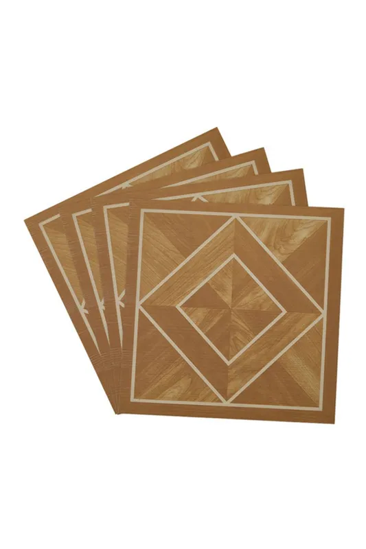 Living and Home 10Pcs Wood Grain Geometric Parquet Floor Panel with Nested Diamond Design, 0.929m² in Brown Brown