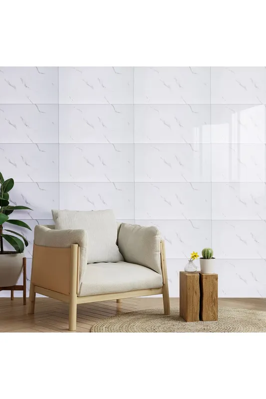 Living and Home 10pcs Peel and Stick White Marble Wall Sticker White