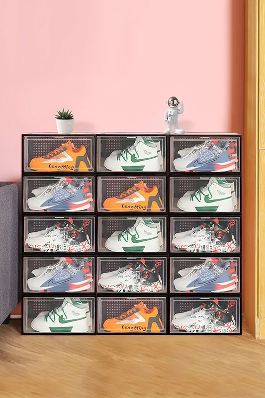 Living and Home 12 Pieces Clear Plastic Stackable Shoe Storage Box - Clear