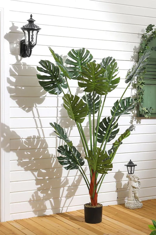 Living and Home 150cm Artificial Tropical Monstera Tree Faux Plant in Green - Green