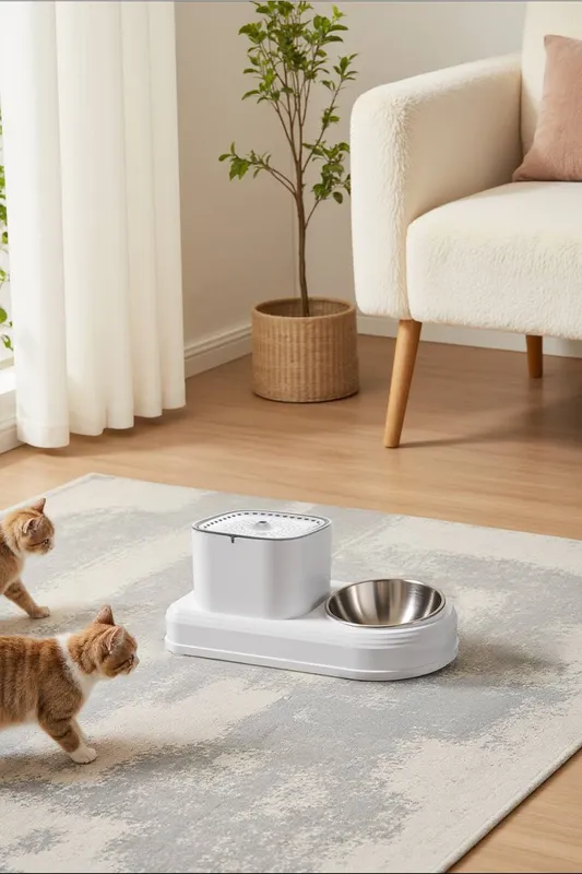 Living and Home 2-in-1 Pet Feeder in Grey Grey One Size female