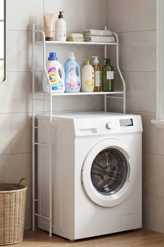 Living and Home 2-Tier Over-The-Toilet Storage Rack in White - White