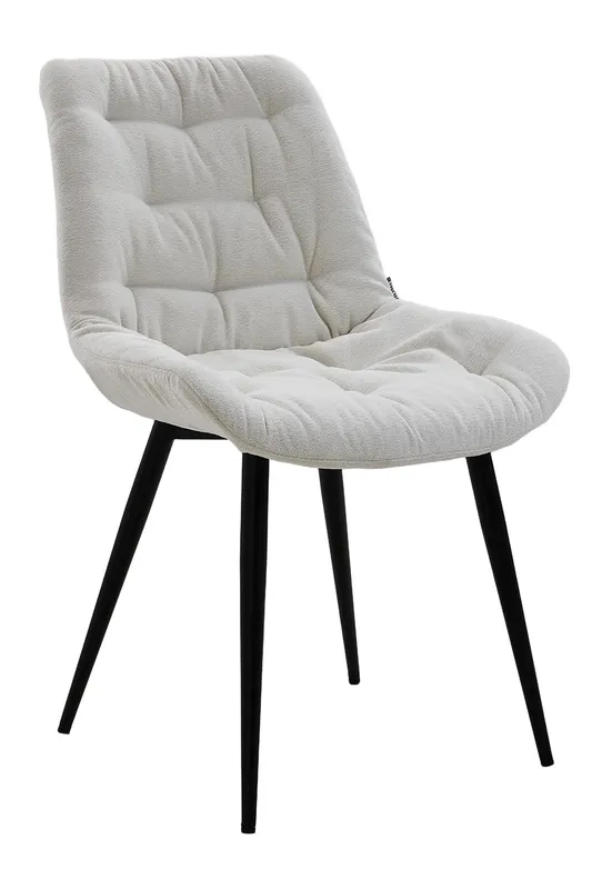 Living and Home 2pcs Teddy Fleece Upholstered Dining Chair in White White