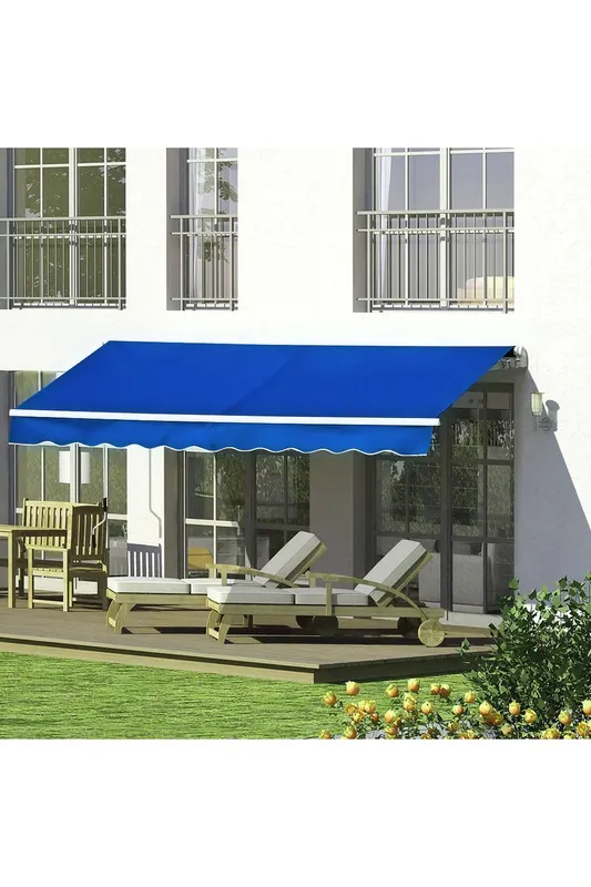 Living and Home 3.5m W x 3m D Retractable Patio Awning in Blue Blue