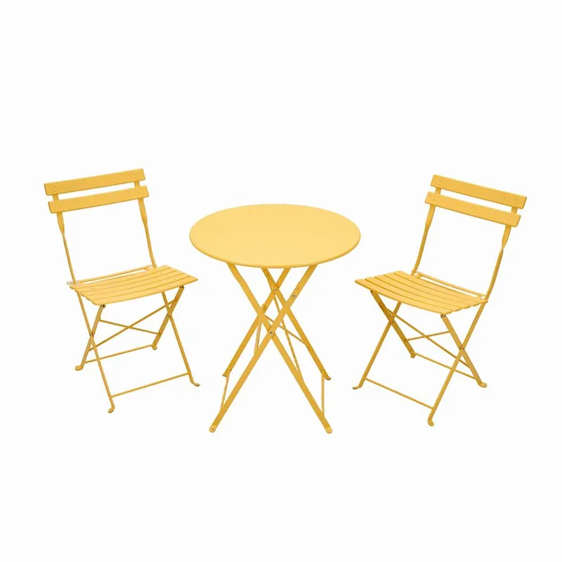 Living and Home Unisex 3-Piece Folding Table & Chairs Set in Yellow Yellow female
