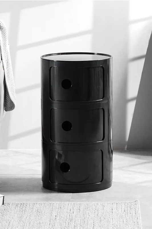 Living and Home 3-Tiered Plastic Storage Drawer Unit in Black - Black
