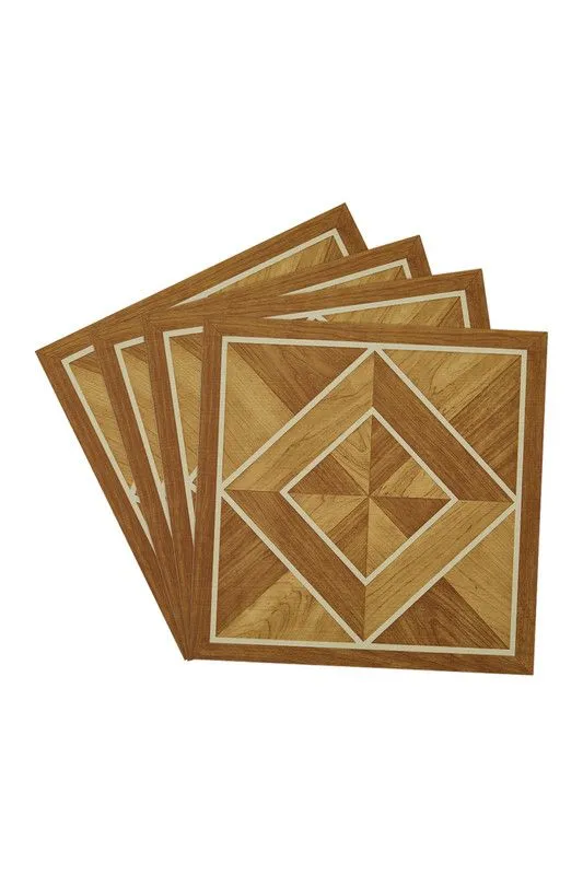 Living and Home 30Pcs Wood Grain Geometric Parquet Floor Panel with Nested Diamond Design, 2.787m² in Walnut Walnut