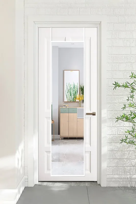 Living and Home 37cm W x 147cm H White Frame Over the Door Full Length Mirror - White