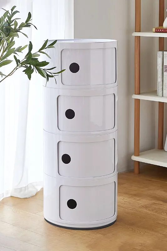 Living and Home 4-Tiered Plastic Storage Drawer Unit in White White