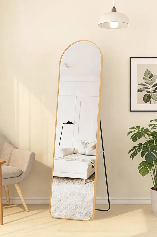 Living and Home 40cm W x 150cm H Modern Arched Metal Floor Mirror in Gold Size: 40 cm W x 150 cm H Gold