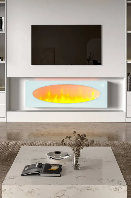 Living and Home Unisex 42inch Freestanding Electric Fireplace w/ Remote in White White female