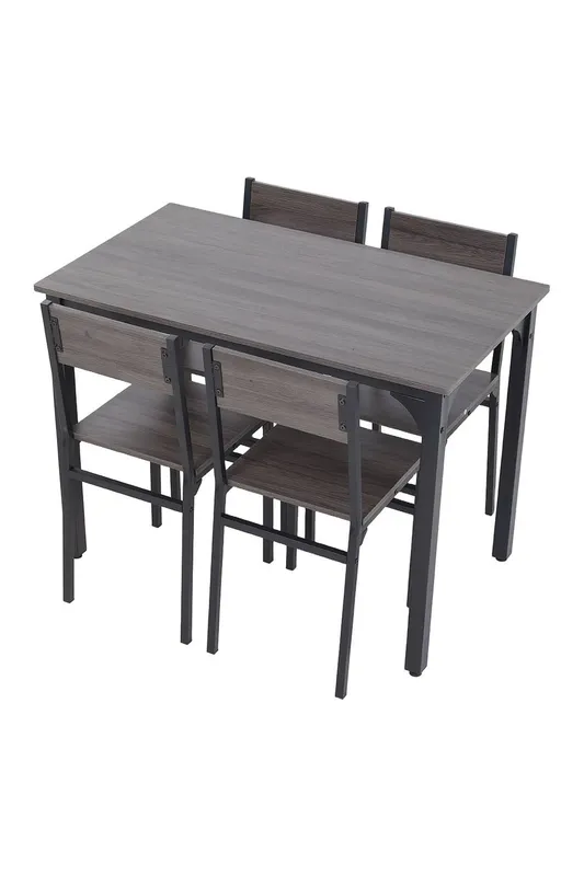 Living and Home 5-Piece Dining Table and Chairs Set in Grey Grey