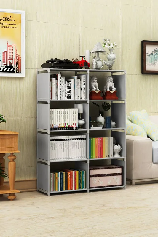 Living and Home 5-tier Open-Style Storage Shelf Bookcase Bookshelf in Grey - Grey