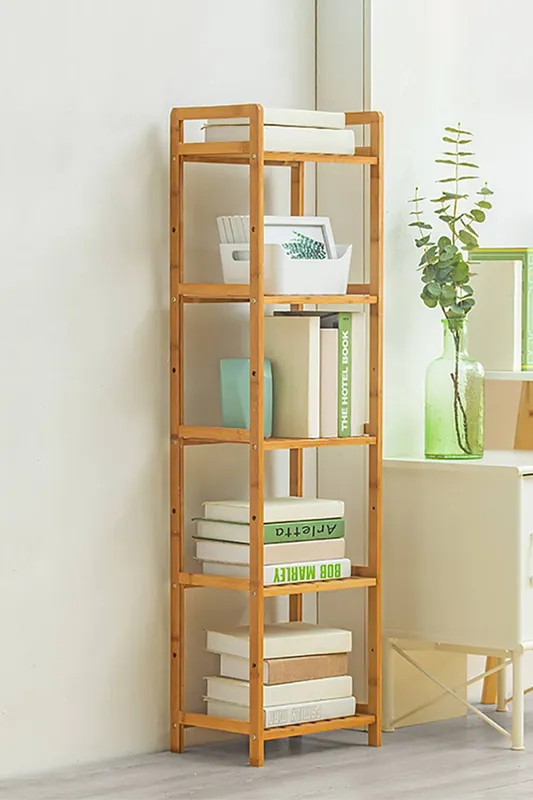 Living and Home 5 Tier Wood Audriel Bookcase in Brown Brown
