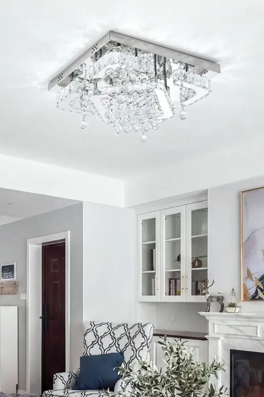 Living and Home 50W LED Crystal Ceiling Light in Clear Clear