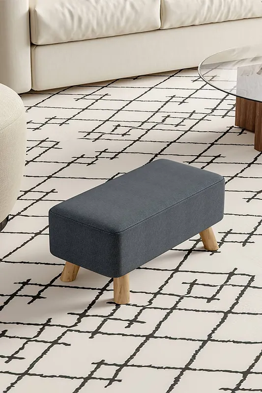 Living and Home 57cm W Dark Grey Rectangular Tofu-shaped Footstool - Dark Grey