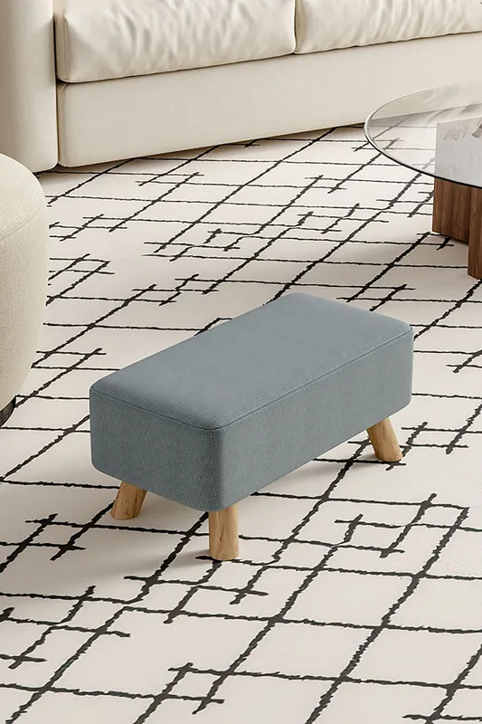Living and Home 57cm W Rectangular Tofu-shaped Footstool in Grey Grey