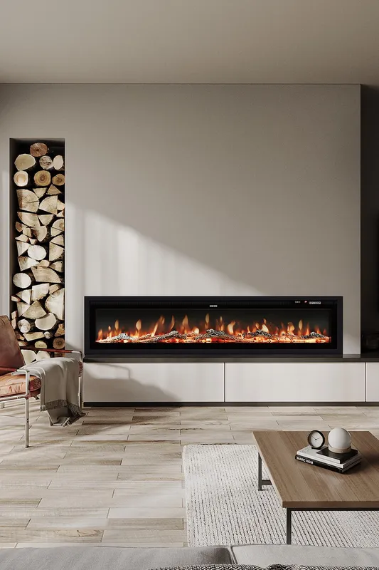 Living and Home 60 Inch Electric Fireplace in Black Black