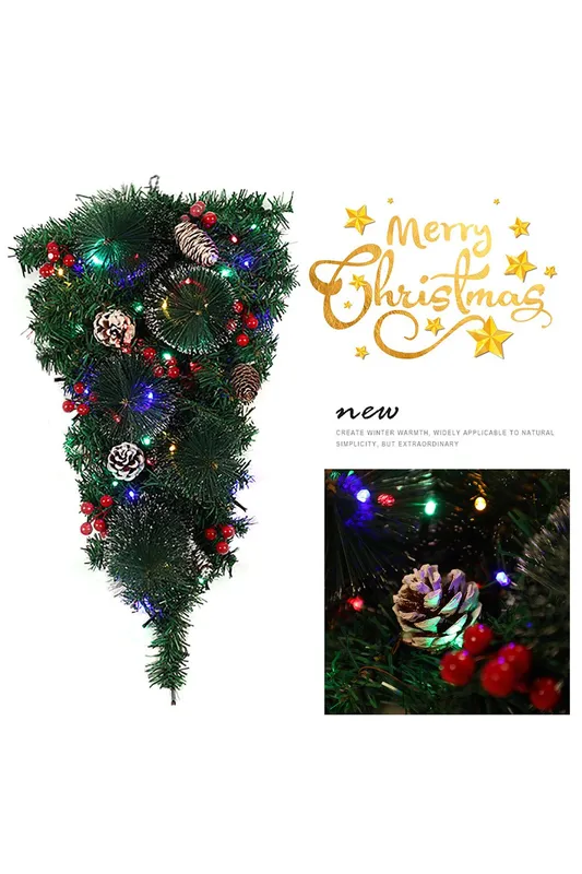 Living and Home Unisex 60cm Artificial Christmas Teardrop Swags Green female